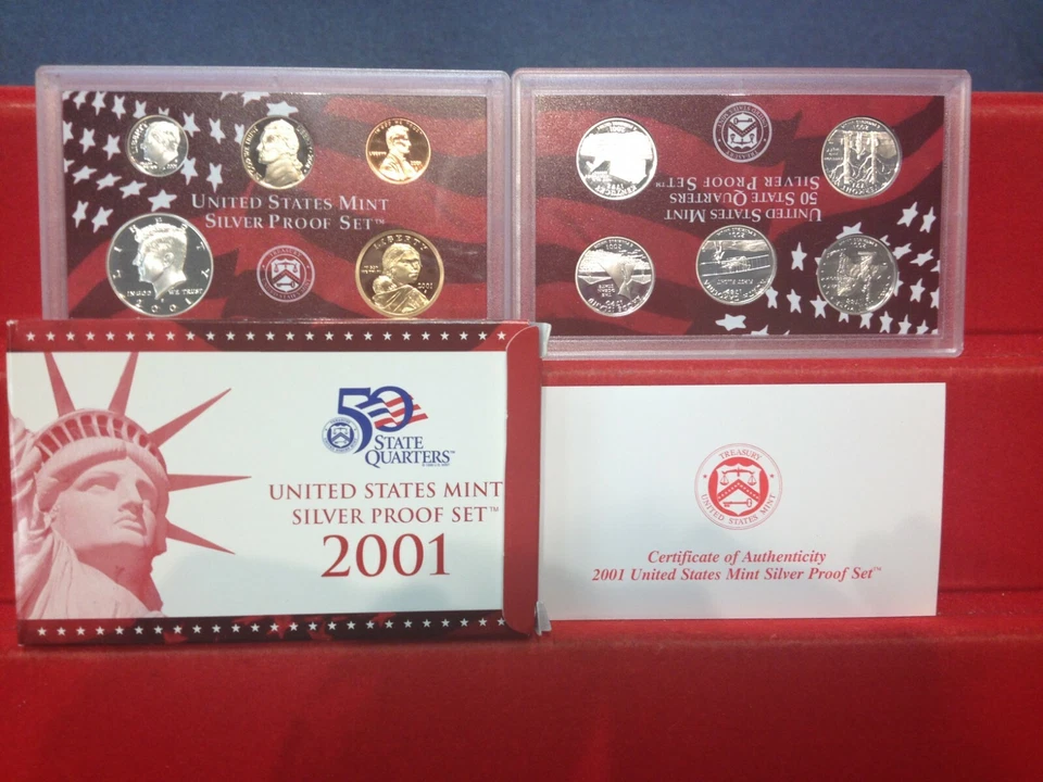2001-S Complete SILVER Proof Set w Box and COA 1.32 oz Silver - Image 1 of 1