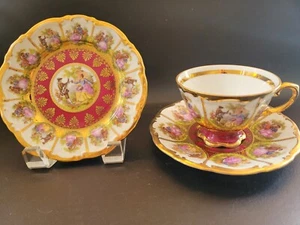 STW Bavaria Germany Teacup,Saucer And Bread Plate 22K Fragonard Love Story - Picture 1 of 10