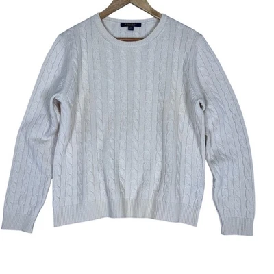 Suéter de cachemir italiano Brooks Brothers para mujer XL tejido con cable cremoso marfil lujo Foto 1 de 4