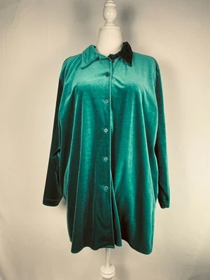 Blusa Diane Von Furstenberg Terciopelo Aplastado Verde Azulado Talla 2X Madura Dinero Antiguo Foto 1 de 4