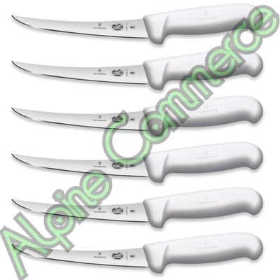 *6 Cuchillos" Victorinox Fibrox Deshuesado Curvo Blanco Mango TPE 6" Hoja 5.6607.15 Foto 1 de 4