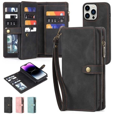For iPhone 17 air 17 Pro Max 8 7 Wallet Card Leather Flip magnetic back case - Image 1 of 4