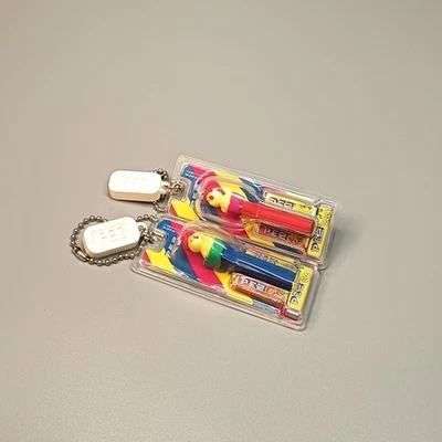 PEZ Dispenser Candy Toy Miniature CHICKEN Lot of 2 KEYCHAIN CHARM 2" Mini Figure - Image 1 of 4