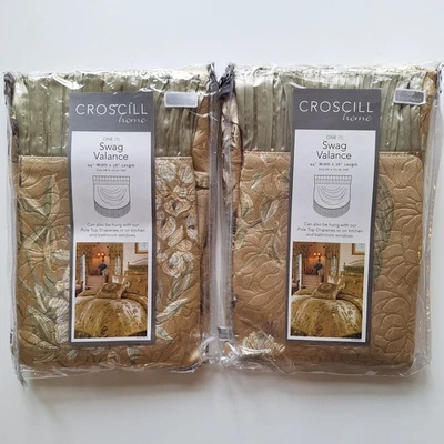 Croscill Home IRIS Swag Valance (Conjunto de 2) Jacquard Floral Tratamento Superior de Janela - Imagem 1 de 4