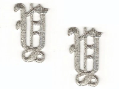Silver Old English Letter Y Patch Embroidered Cut out Iron on (1 1/8") Lot of 2 - Image 1 of 2