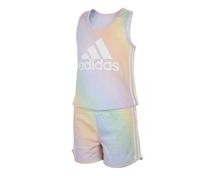 Adidas Ombre Iridescent-Print Logo Romper Girls Clothing Set - Picture 1 of 2