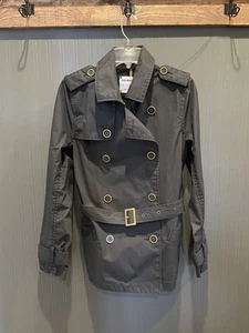 Old Navy Black Rain Trench Coat Large Pockets Women Outdoor Outerwear Jacket  - Picture 1 of 11
