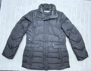 Larry Levine Down Jacket Womens Medium Puffer Coat Faux Fur Collar Winter Warm - Picture 1 of 10