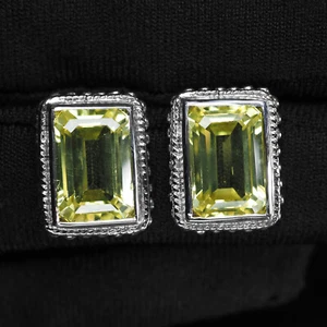 Twinkling Lime Yellow Tourmaline 15.05Ct 925 Sterling Silver Handmade Earrings - Picture 1 of 5