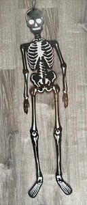 Vintage Halloween 36” Jointed Hanging Wall Door Skeleton Black Decoration Scary - Picture 1 of 11