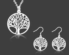 Silver Necklace Earrings And Pendant Set Tree Of Life And Velvet Gift Pouch