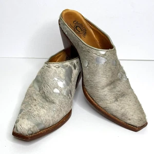Charlie 1 Horse Pantoletten Damen 6,5 Silber Haare auf Fell Slipper Slide Absatz Western - Bild 1 von 13