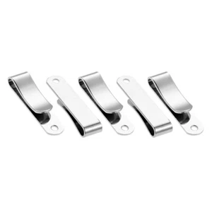 5pcs Spring Buckle Sheath Clip Iron Pouches Sleeves Belt Hook 32*8mm Silver - Picture 1 of 12