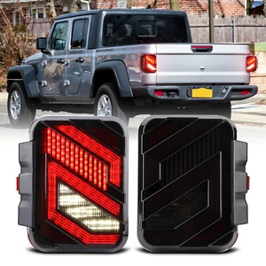 Pair Rear Smoked LED Tail Lights Reverse Running For Jeep Gladiator JT 2020-2025 - Picture 1 of 11