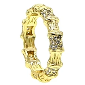 Damen Ring Gold vergoldet 18 Karat 750 Gold Zirkonia Damenring R5518DL - Picture 1 of 6