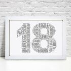 Personalised 18 Word Picture Framed Print Gift Wall Art Present 18 Today Gifts