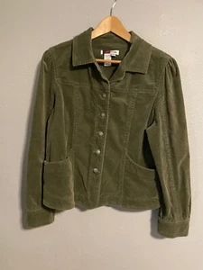 Vintage Live a Little Women Jacket XL Green Corduroy Stretch Grunge 90s Y2K READ - Picture 1 of 9
