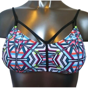 Victoria's Secret PINK Bright Abstract Geo Cut-Out Strappy Bralette Swim Top S - Picture 1 of 3