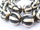Zebra Batik Bone Beads Sphere 25mm Kenya African Black and White Round Handmade