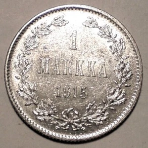 FINNLAND 1 Markka 1915 Silber KM-3,2 Abt. UNC $.74-S+H-USA - Bild 1 von 2