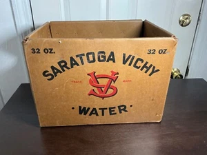 Vintage 1974 Saratoga Vichy Water Box Wax Coated Advertising Crate New York - Picture 1 of 8