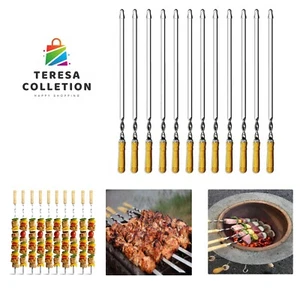 12 Pack Kebab Skewers 23.5 Inch BBQ Barbecue Skewers Stainless Steel Sticks H... - Picture 1 of 10