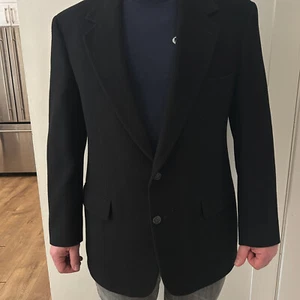 Bill Blass + Marshall Fields 100% Camel Hair Suit Jacket Blazer Size 42 BLACK - Picture 1 of 22