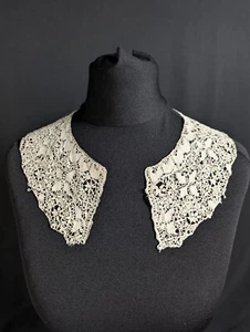 Victorian / Edwardian Antique Fashion Maltese Lace Collar And One Cuff - Picture 1 of 18