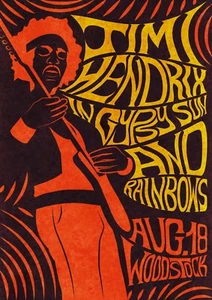 NEW Jimi Hendrix Woodstock Music 69 Poster Print Artwork Canvas FREE SHIPPING - Picture 1 of 3