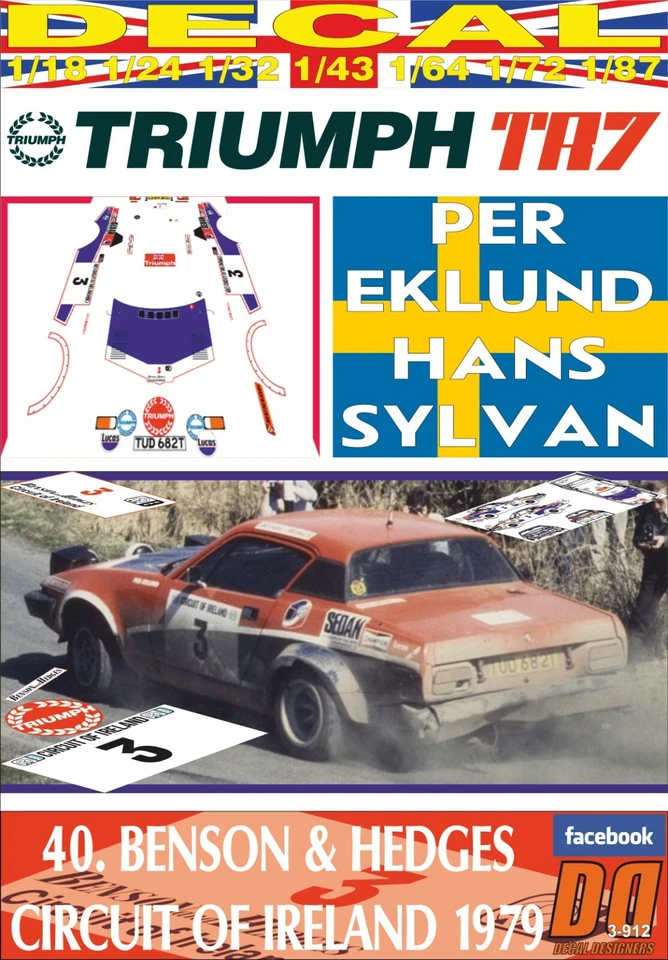 DECAL TRIUMPH TR7 V8 PER EKLUND C.OF IRELAND 1979 DnF (06) - Image 1 of 1