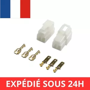 Kit Connecteur électrique 3 Voies - Terminal 6.3 mm -- Auto Moto Bateau Quad - Picture 1 of 1