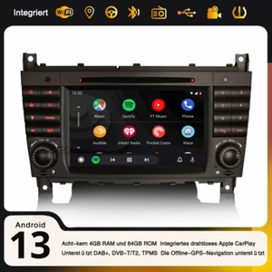 Android 13 GPS Autoradio Mercedes C/G/CLC Klasse W203 W463 DAB+ CarPlay 64GB DVD - Bild 1 von 15