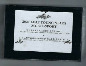 2021 Leaf Young Stars Multi-Sport Hobby Box 1 Auto and 9 Cards Brand New