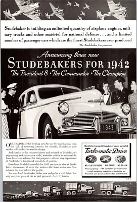 PRINT AD 1941 1942 Studebaker President 8 Commander Champion 6.5 x 10 - Image 1 of 3