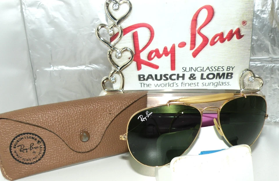 ÓCULOS DE SOL VINTAGE DÉCADA DE 1940 RAY BAN BAUSCH-LOMB 1/10 12k GF LOGOTIPO OUTDOORSMAN CAIXA AO RB - Imagem 1 de 4