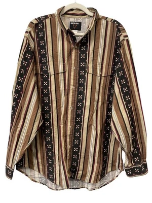 Frontier Series Western Shirt Size 2XL Vintage 90s Button Up Multi Stripe - Image 1 of 4