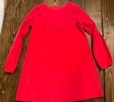 Vestido festoneado Jacadi Niñas Cuello Pana Manga Larga Vacaciones Rosa Rojo Talla 8 Foto 1 de 4