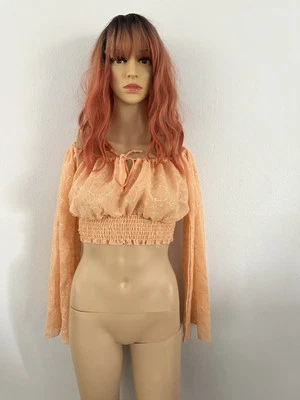 De colección Años 90 Boho Crop Top Midriff Corbata Delantera Raro Diseño Espalda Calada  Foto 1 de 4