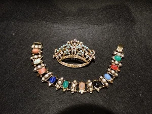 Multi Stein Armband & Krone Brosche - Bild 1 von 9
