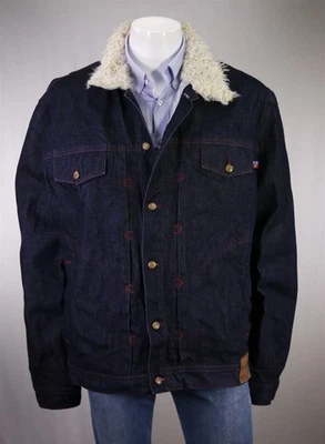 Coogi Down Under Blue Vintage Denim Trucker Jacket Sherpa Shearling Collar 3XL - Image 1 of 4