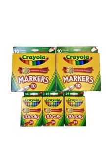 Crayola Konvolut: 2x Fine Line Marker (10 Ct) + 3x Crayola Buntstifte (24 Ct) Art Su - Bild 1 von 5