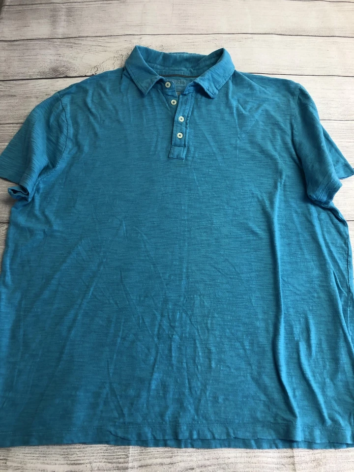 Camisa Polo Threads & Heirs Para Hombres 2XL Azul Algodón Slub Manga Corta Cuello Suave Foto 1 de 4