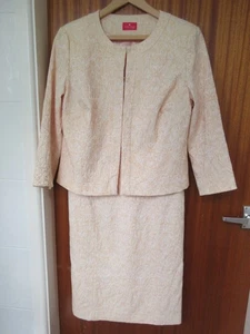 Together Peach Lace Pattern Dress & Matching Jacket. Approx Size 16 - Picture 1 of 22