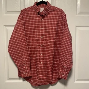 Camisa Brooks Brothers Para Hombre Mediana Roja A Cuadros Abotonada Sin Hierro Algodón Supima - Imagen 1 de 6