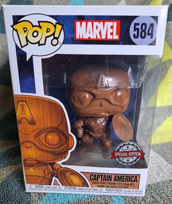 Capitán América Pop 584 (grano de madera) - Marvel Funko Pop! 2019 - abovedado + Protec Foto 1 de 4