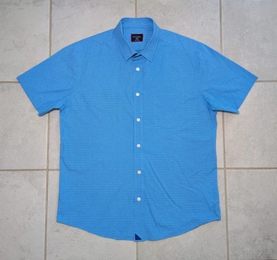UNTUCKit Men's Medium Shirt Blue Farina Slim Fit Short Sleeve Cotton Patterned - Image 1 of 4