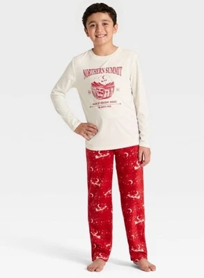 Nuevo con etiquetas Pijama Cat & Jack 6/7 Vacaciones 2 Piezas Algodón Parte Superior Vellón Parte Inferior Rojo Blanco Foto 1 de 4