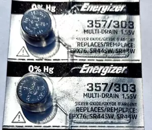Energizer SR44SW 357/303 Silver Oxide Button Cell Battery 2 pcs New Fresh - Picture 1 of 1
