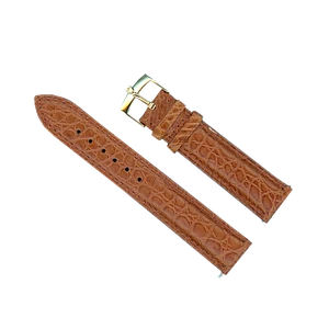 GENUINE ALLIGATOR BROWN COGNAC STRAP 20mm EXTRA LONG & GENUINE TUDOR GOLD BUCKLE - Picture 1 of 7