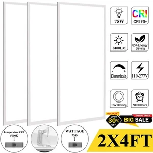 2X4 - 75W LED Panel Light Fixture Dimmable | 5000K | 120V-277V | 2'X4' LED Light - Picture 1 of 25